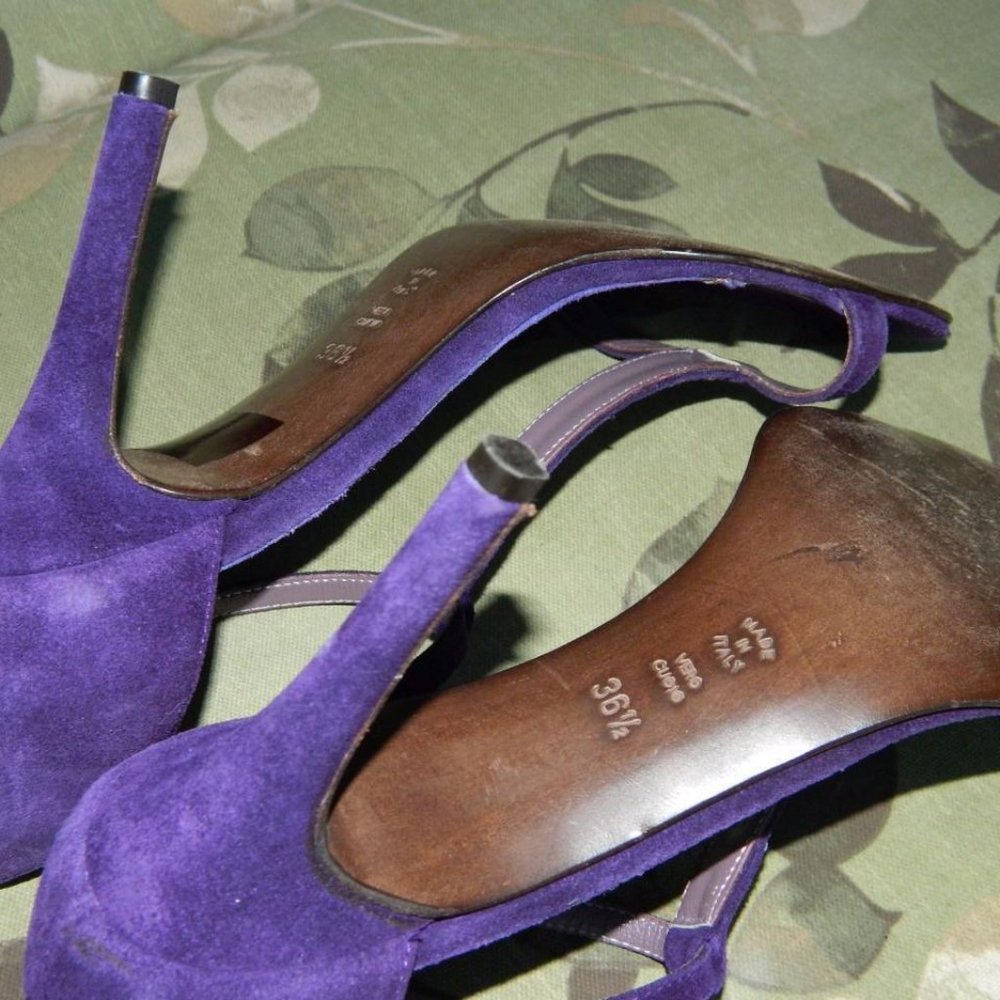 Brasila's Purple Suede Strappy Stilettos w/Rhinestone Details Italy, 36 1/2 EUC - Picture 7 of 12